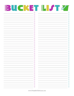 Colorful Bucket List 