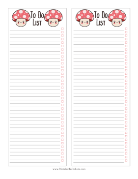 Cute Mushrooms To Do List