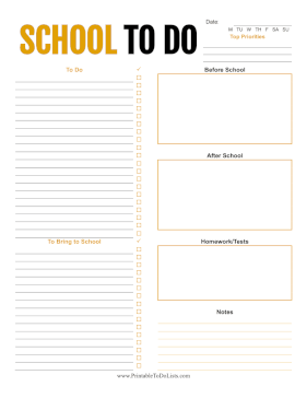 Daily School To Do List