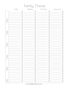 Family Chore Checklist