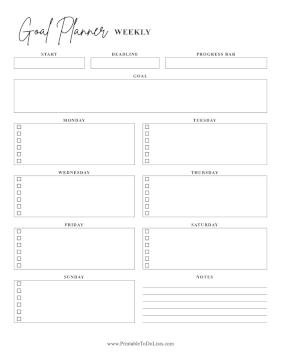 Goal Planner Weekly