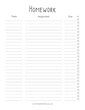 Homework To Do List