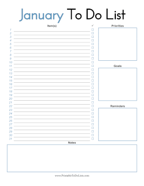 January To Do List