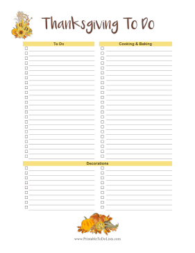 Thanksgiving To Do