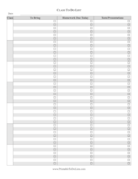 To Do List By Class