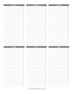 To Do List January-June
