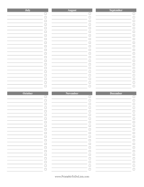 To Do List July-December