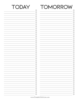 Today Tomorrow Checklist