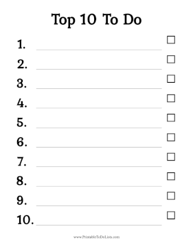 Top Ten To Do List