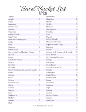 Travel Bucket List Africa