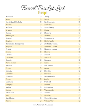 Travel Bucket List Europe