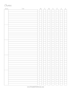 Weekly Chore Chart for Multiple People