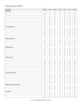 Weekly Cleaning Checklist