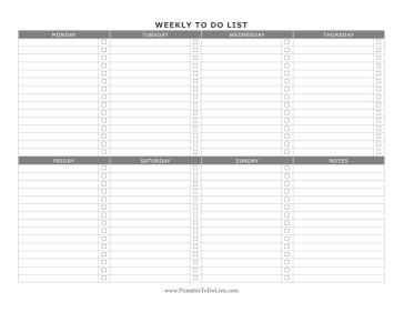 Weekly To Do List Landscape