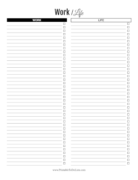 Work Life Checklist