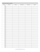 Appointment Book Weekday In Half-Hour Increments