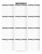 Birthday List