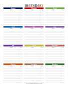 Colorful Birthday List