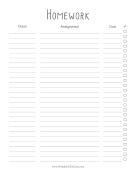 Homework To Do List