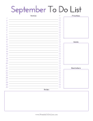 September To Do List