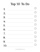 Top Ten To Do List