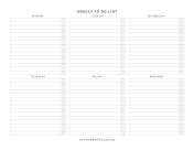 Weekday Weekly To Do List Landscape