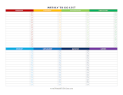 Colorful Weekly To Do List Landscape